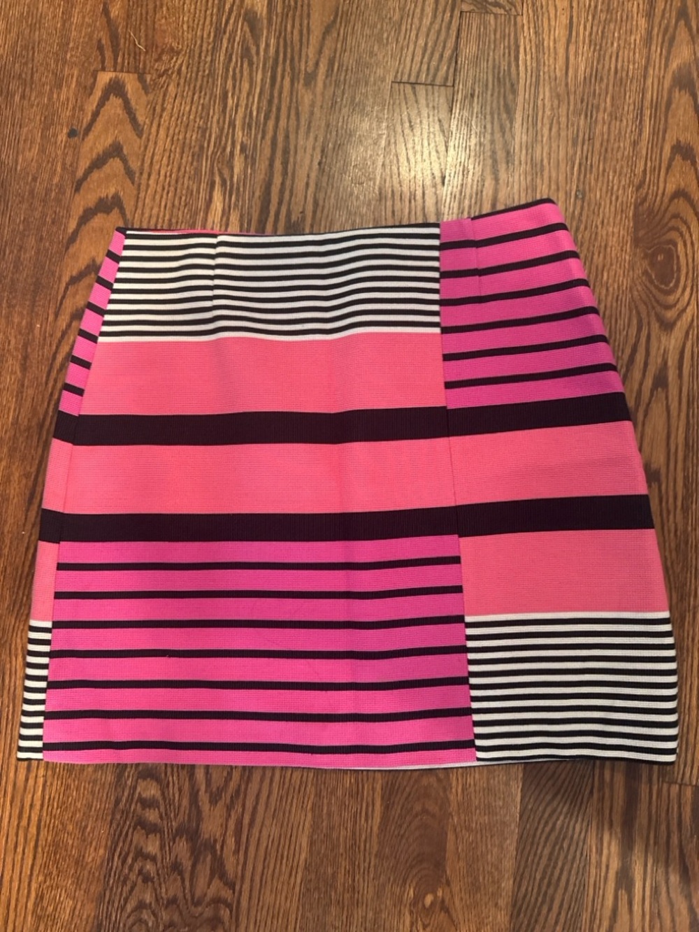 Pink Striped Patchwork Mini Skirt